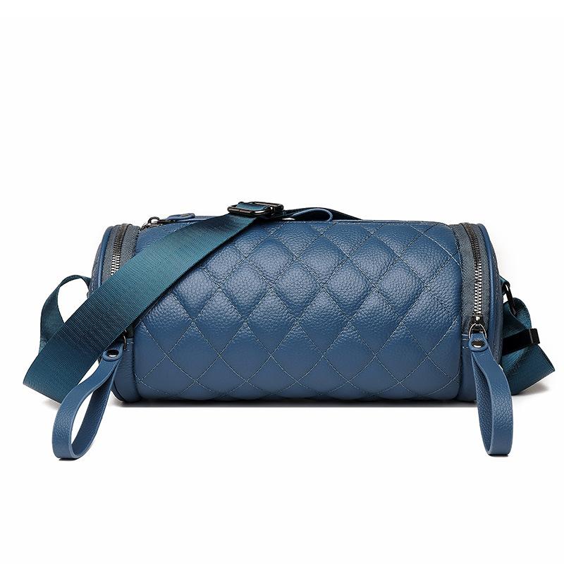 New Diamond Crossbody Shoulder Bag Bucket Bag Large Capacity Crossbody Bag Round Barrel Simple Women's Retro Bag