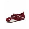 Temperamentstar mit den gleichen hochwertigen ballettroten Sport-Mary Janes mit dünner Sohle und silbernem Klettverschluss, Dexun Rennschuhe