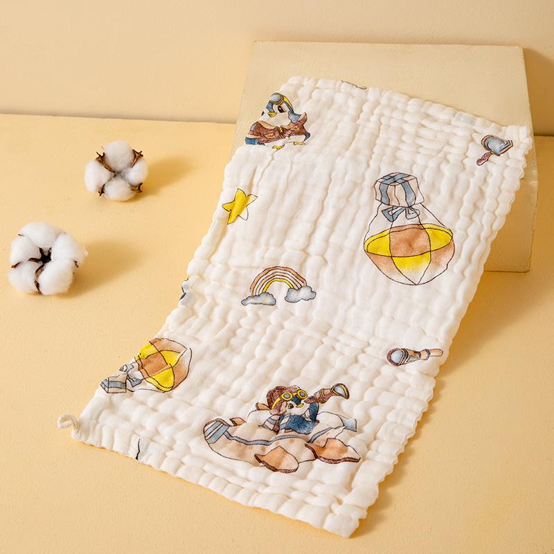 Cartoon Print Baby Bibs & Gauze Towels Set – Pure Cotton for Newborns