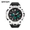SANDA Women's Trendy LED Dual Display Waterproof Watch with Hourly Chime