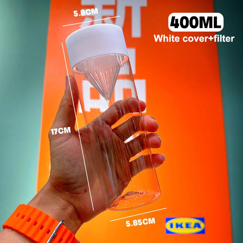 Kallbryggt te Vattenflaska Filter Vattenkopp Bärbar För Sport Utflykter Mjölkte Fruktjuice Drickkopp Hemma Transparent