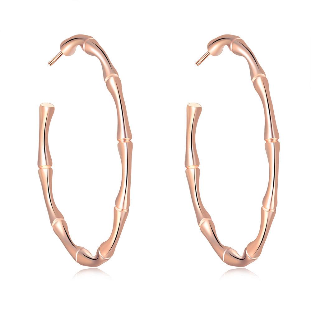 

ZHOUYANG Hoop Earrings For Women Simple Aesthetic Circle Bamboo Piercing Earing Rose Gold Color Korean Wholesale Jewelry E249