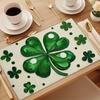1 Set White Dot Shamrock Lucky Irish St. Patrick'S Day Placemat, Seasonal Spring, 12 x 18 inches, Polyester 100%, Hand Wash Only, Woven