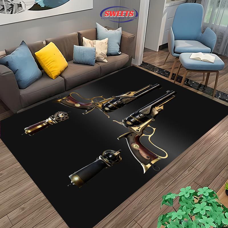 3D Assault Rifle Pistol Revolver Gun Carpet for Living Room Bedroom Hallway Long Strip Anti-slip Rug Sofa Doormat Home Decor Mat