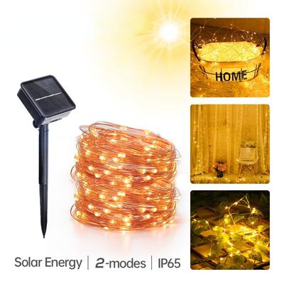5M LED Solar Christmas Lights Outdoor  50LEDs 2 Modes Solar Fairy Light IP65 Waterproof Decorative Copper Wire String Lights