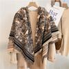 Warm Thick Wool-Blend Scarf With Tassels Soft Faux Cashmere Square Shawl Women Winter Office Daily Wear