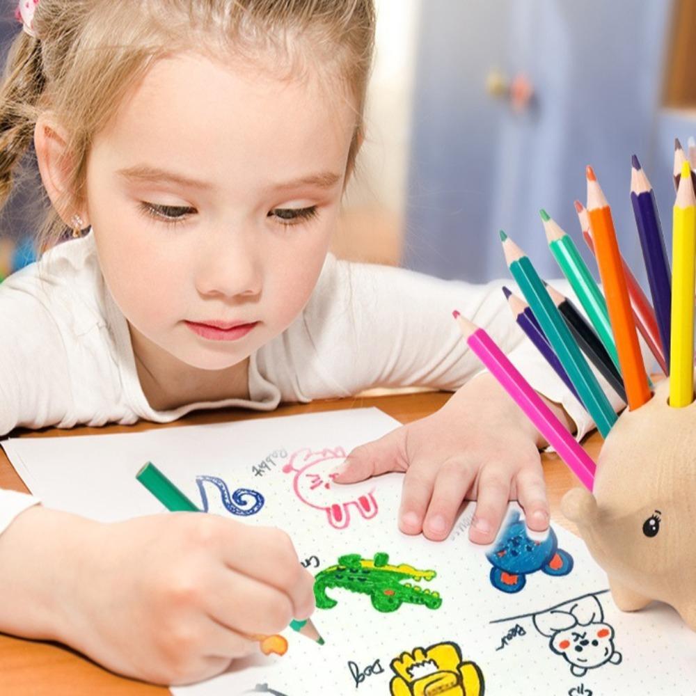 Creative Hedgehog Pen Holder 21 Holes Pen Container Multi-function Pencil Stand Set  Desk Storage