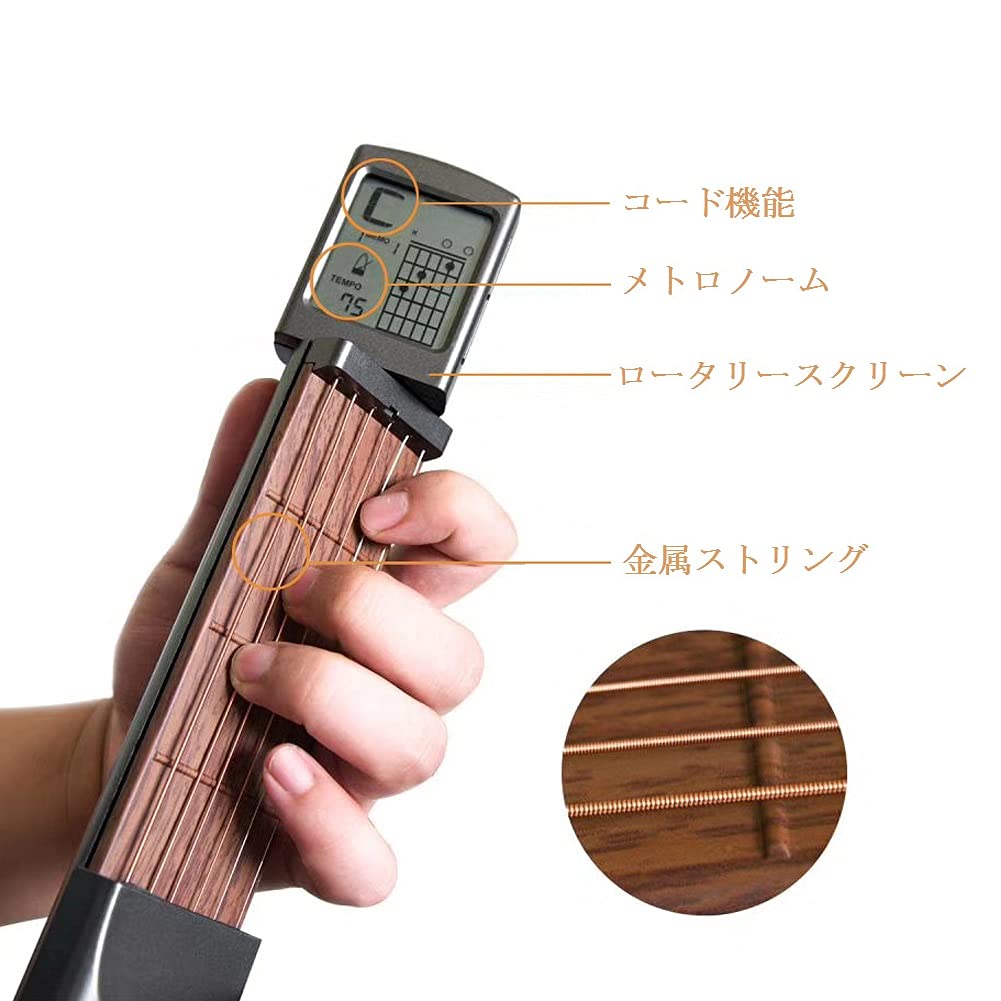 Pocket Guitar Chord Trainer, Rotatable, Lightweight, Portable, Noiseless, Interference-Resistant, 6-String Guitar Practice Tool with Chord Chart