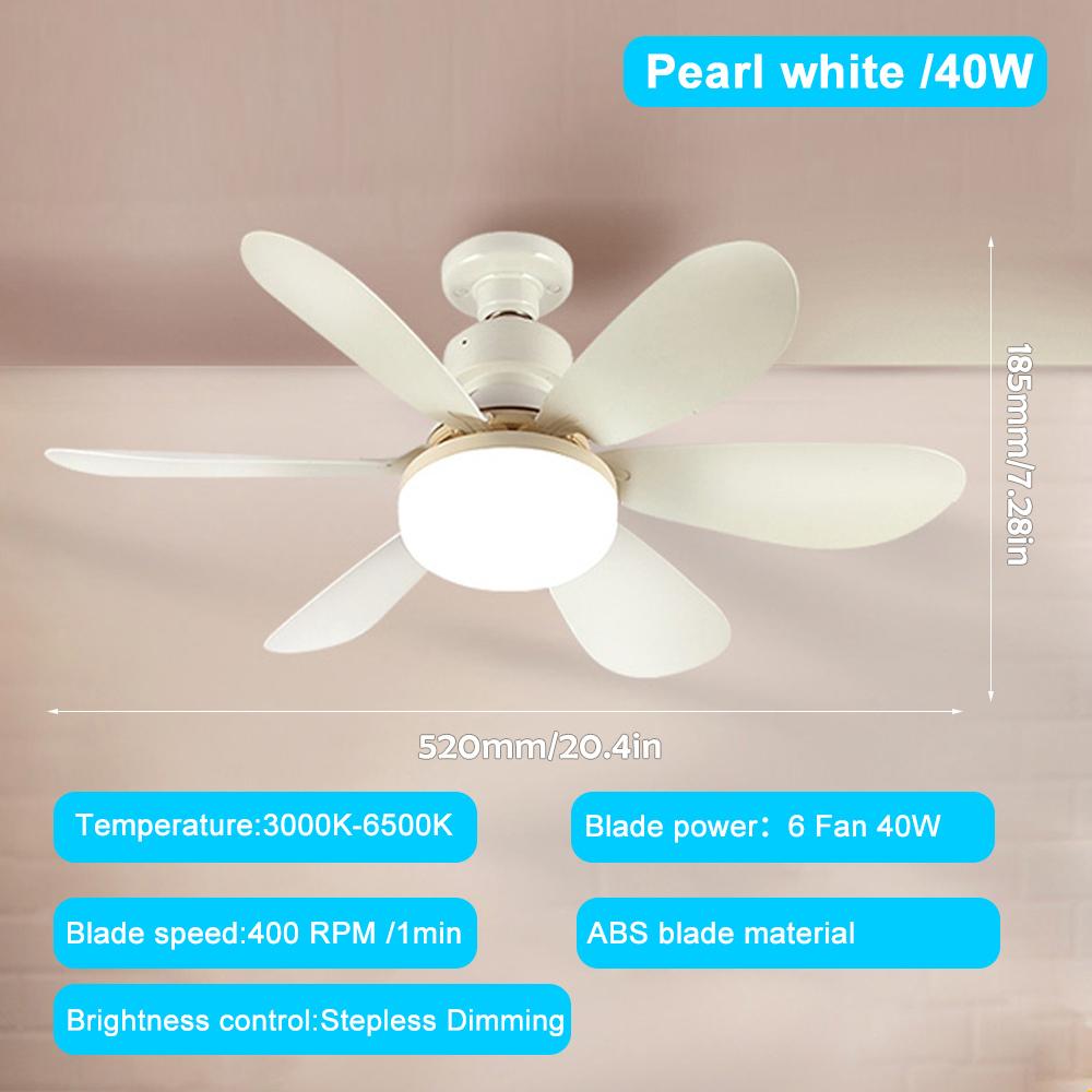 LED 30W Ceiling Fan Light E27 with Remote Control for Dimming, Suitable for Living Room, Study, Household Use, 85-265V Bulb