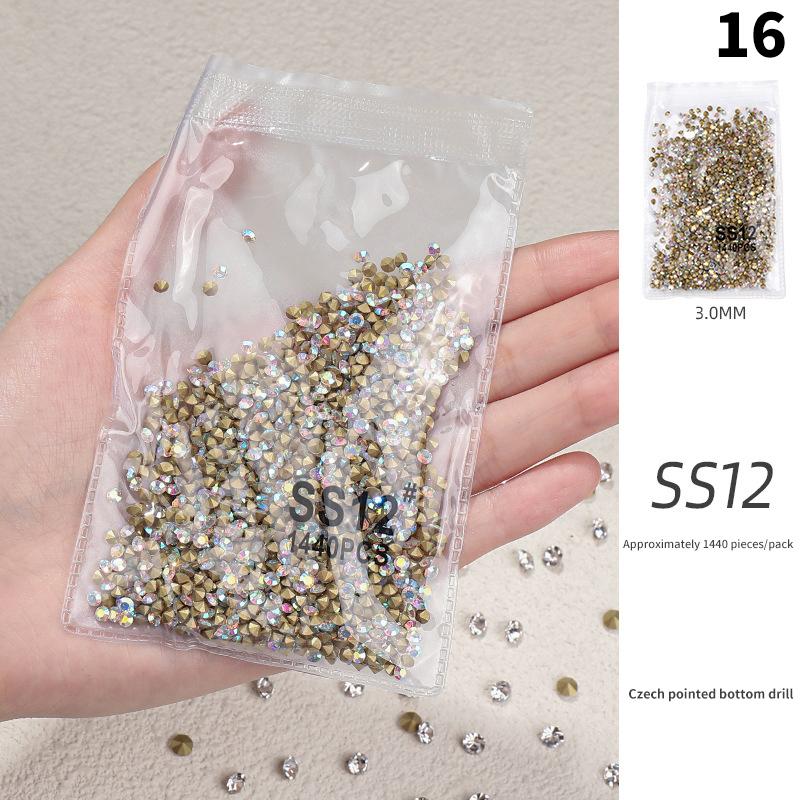 Nail Sharp Bottom Diamond Decoration Flashy Stereoscopic Rhinestone Nail Accessories Nail Painting Nail Salon Nail Artists