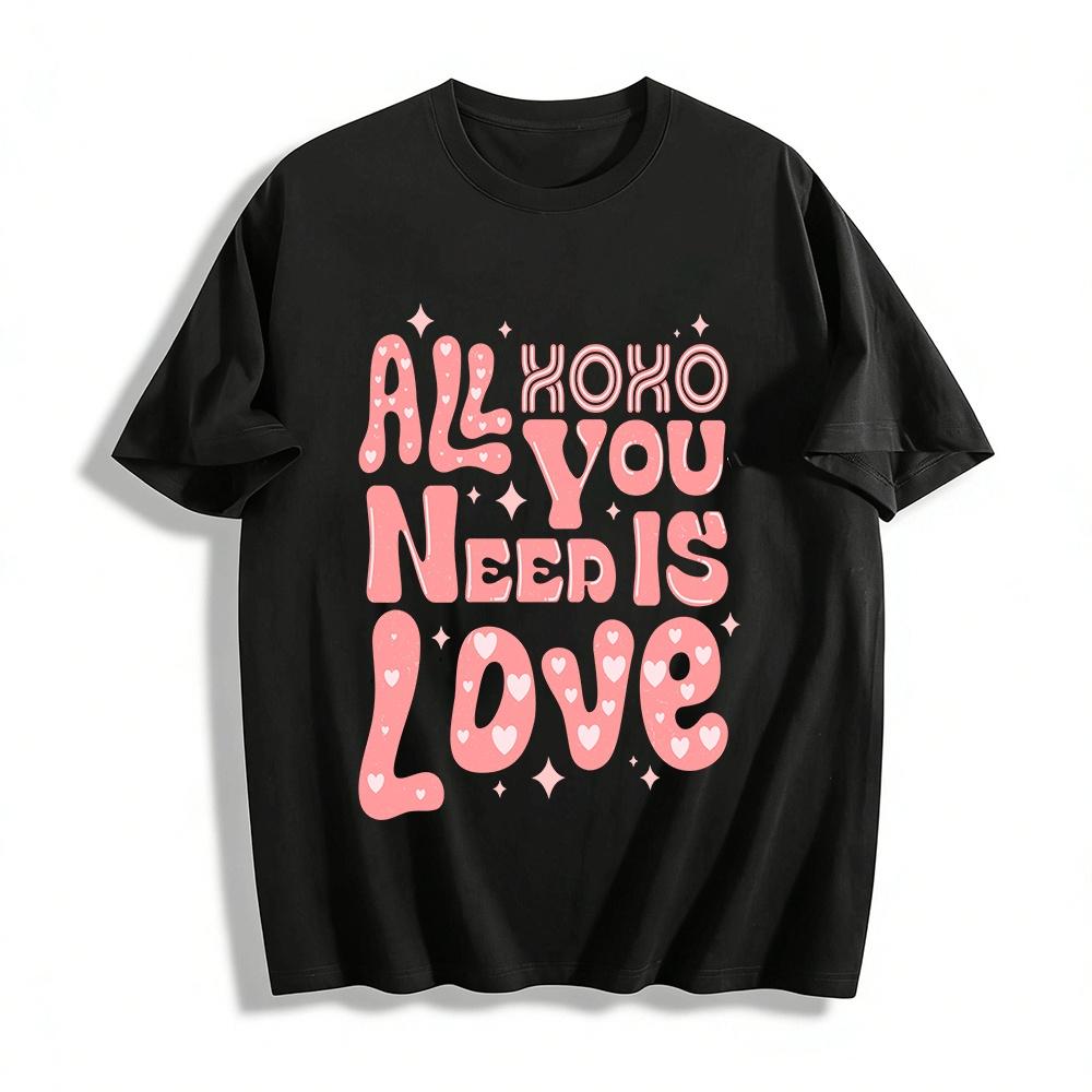 All You Need Is Love XOXO Retro Heart Print Casual Tee Pure cotton T-shirt XXS