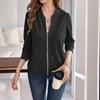 Jesienne Damskie Bluzki Plus Size Jednolity Kolor Długi Rękaw Casualowa Kurtka