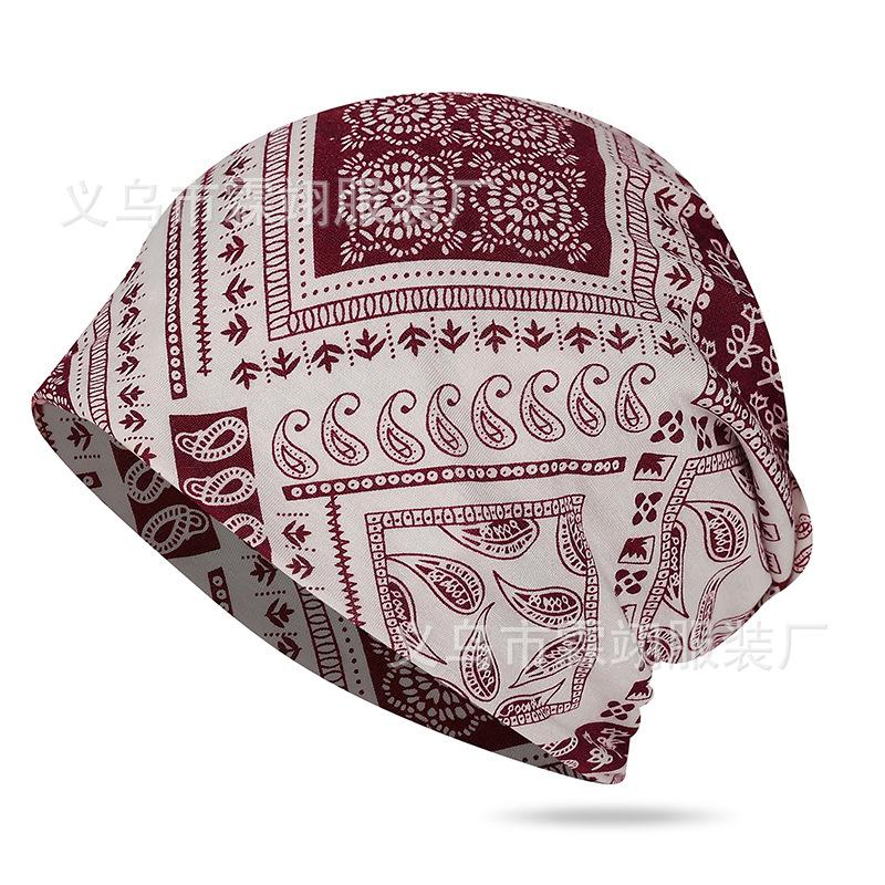 Soft printed thin cotton men's and women's headgear hip hop hipster fashion pullover hat scarf cover dual-purpose hat