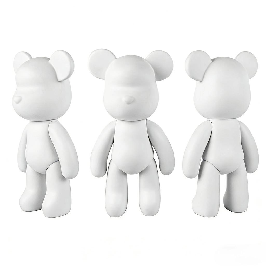Wholesale 3Pcs DIY Paint White Embryo Fluid Plastic Hand Painting Violence Bear Toy Model Doll Building Block Bear Doll Gifts