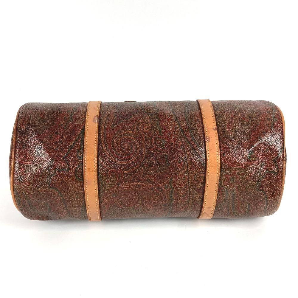 ETRO Paisley Pattern Bag Cylindrical Hand Bag PVC/Leather Brown