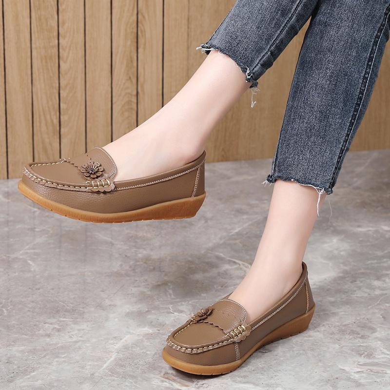 Scarpe Basse da Donna Mocassini Scarpe da Guida in Pelle Mocassini Floreale Casual Slip-on Estive Scarpe da Infermiera per Madre Taglie Grandi