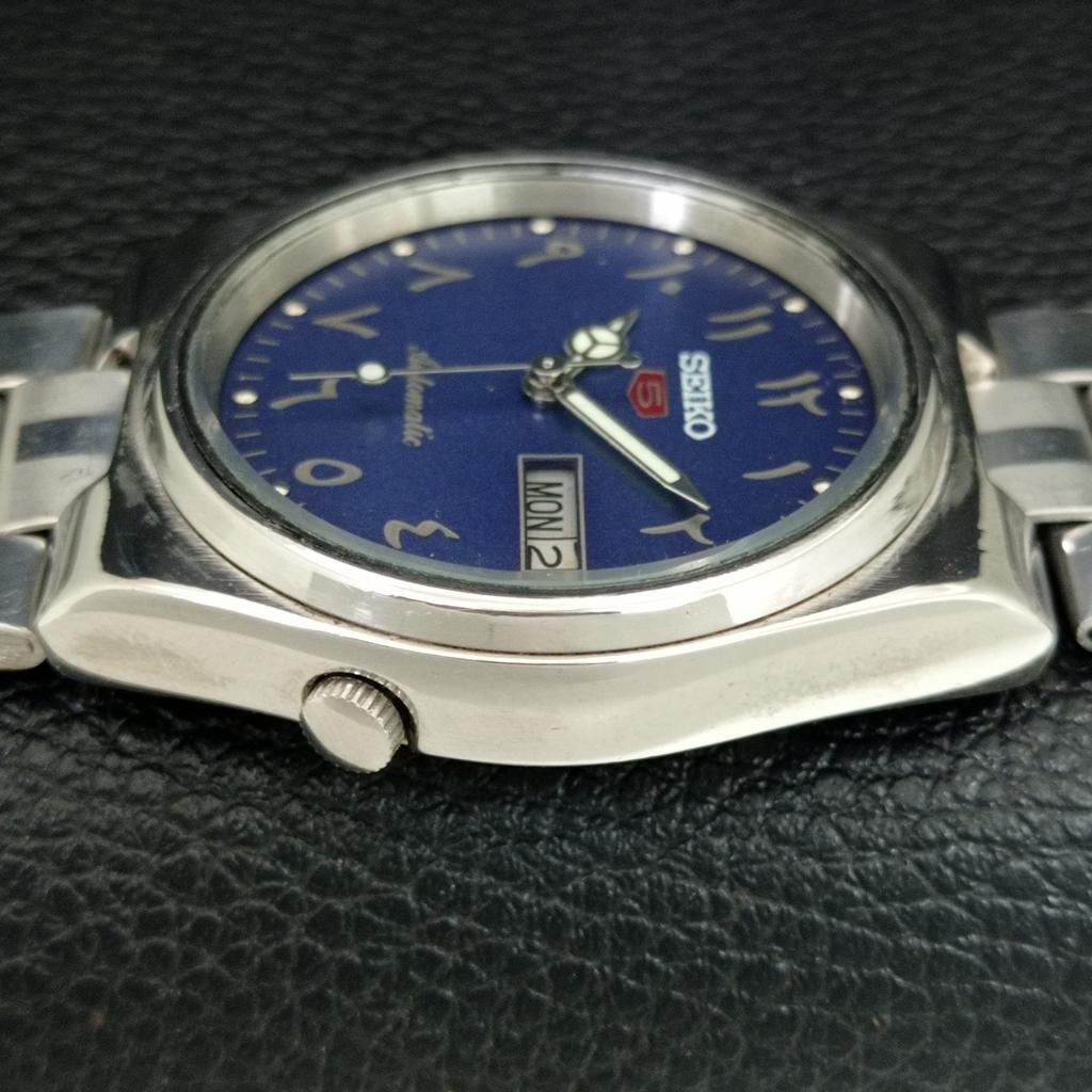 GENUINE VINTAGE SEIKO 5 AUTOMATIC 7009A JAPAN MENS BLUE DIAL WATCH a708775-1