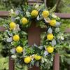 Spring Wreath for Front Door, Window, Wedding Party, Indoor and Outdoor Decorations, Artificial Flower Wreath with Lemon