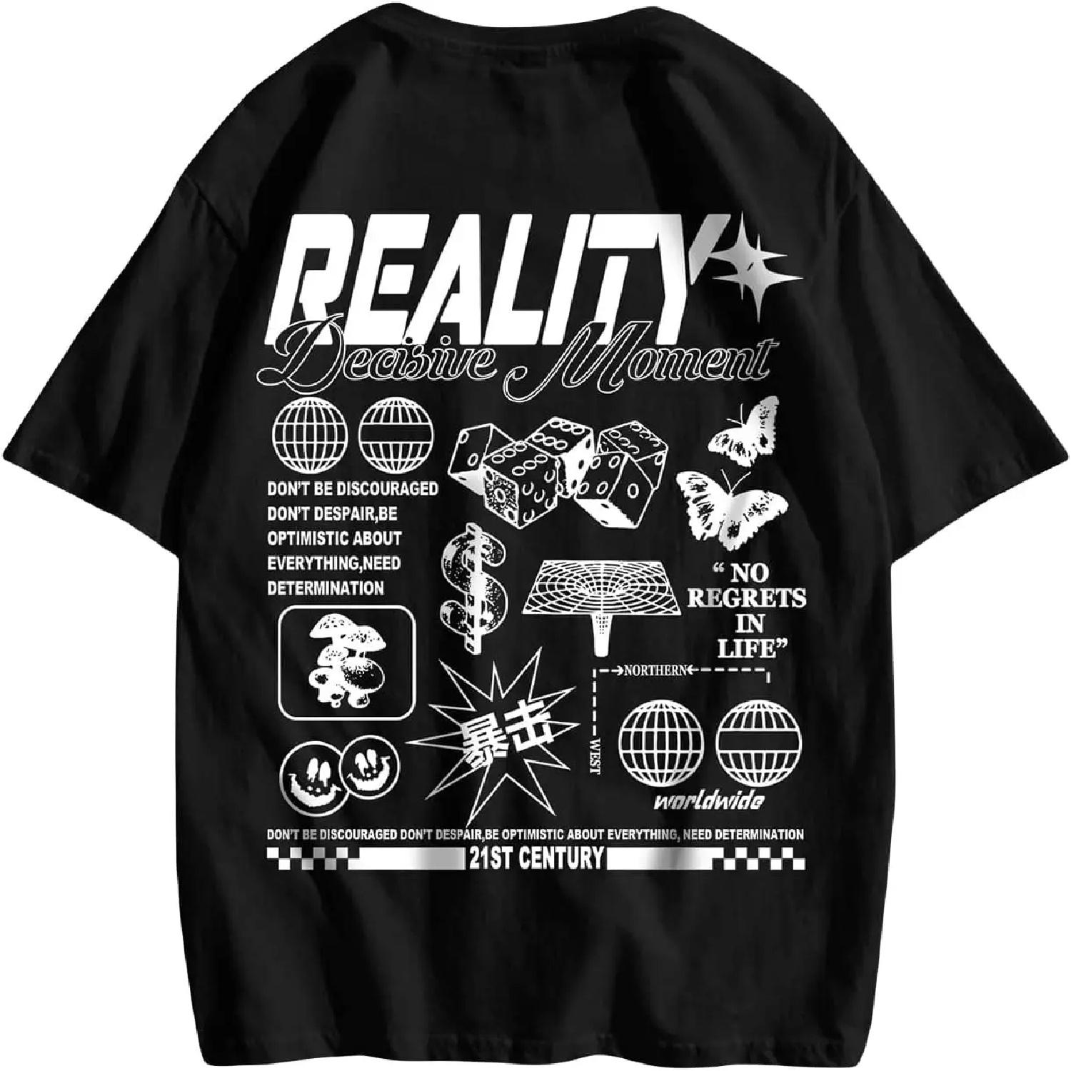 GORGLITTER Men s Oversized Graphic Tee Print Short Sleeve Round Neck Tee Top T-Shirt S