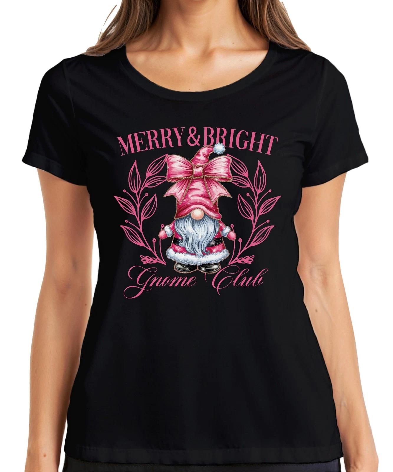 Merry & Bright Gnome Club Rosa - Weihnachten Xmas Christmas Damen T-Shirt XXL