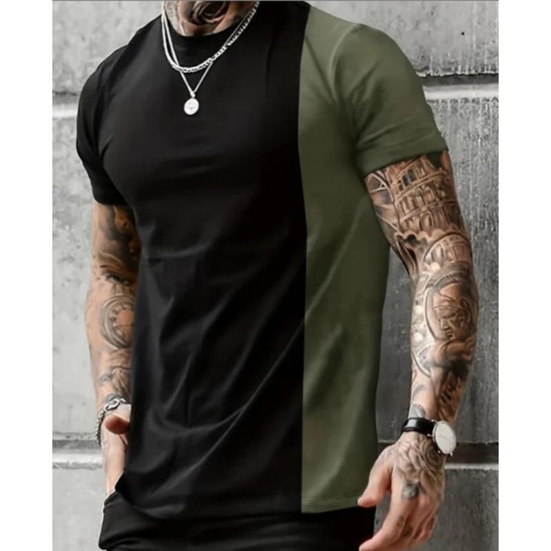 Men's Summer Business Leisure Comfortable Multi Style Fashionable 3D T-shirt- Soft Medium Stretch Polyester Fabric Summer Mens Relaxed Fit Clothing