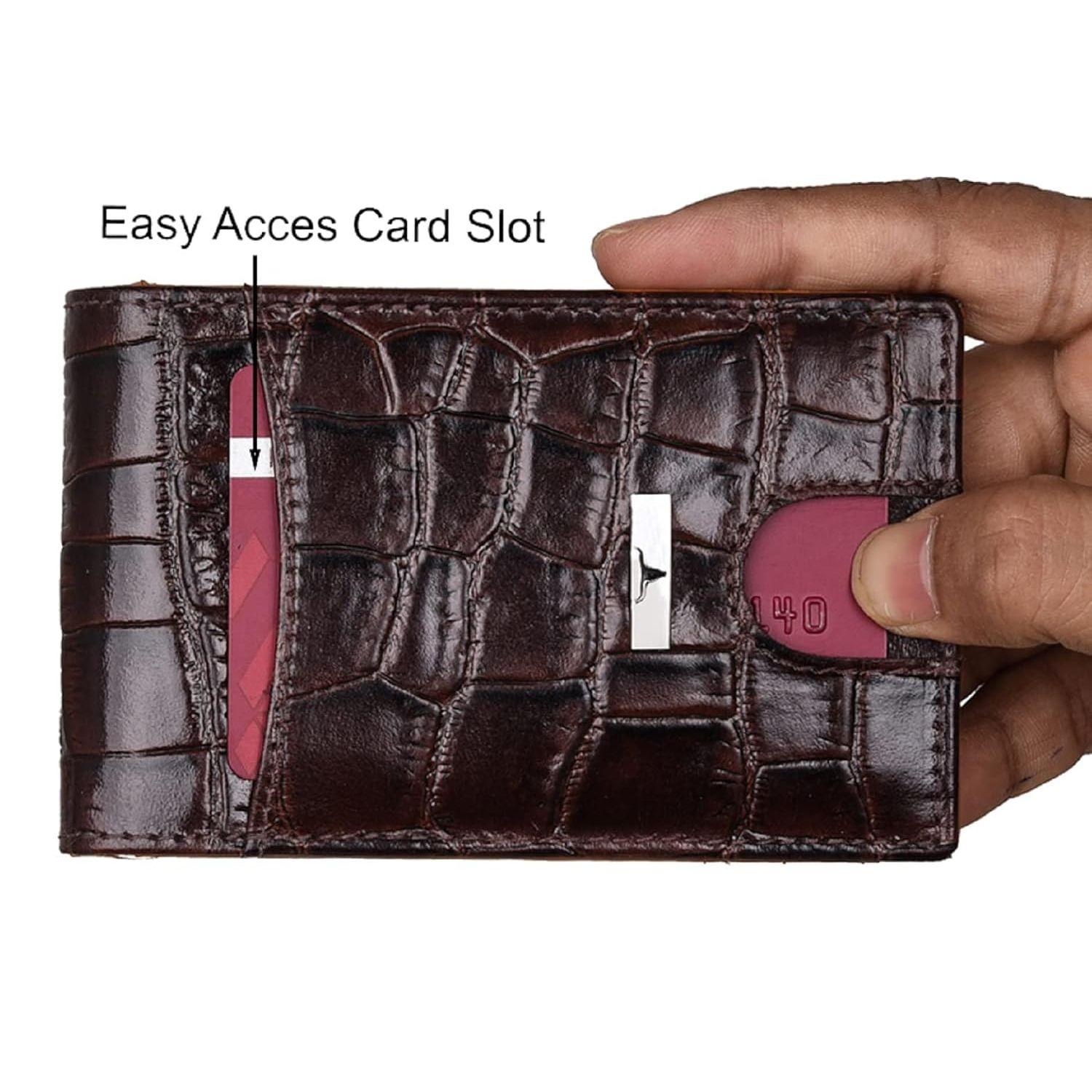 Кожаный кошелек с зажимом для денег Eddy Brown/Mustard для мужчин — фото 3