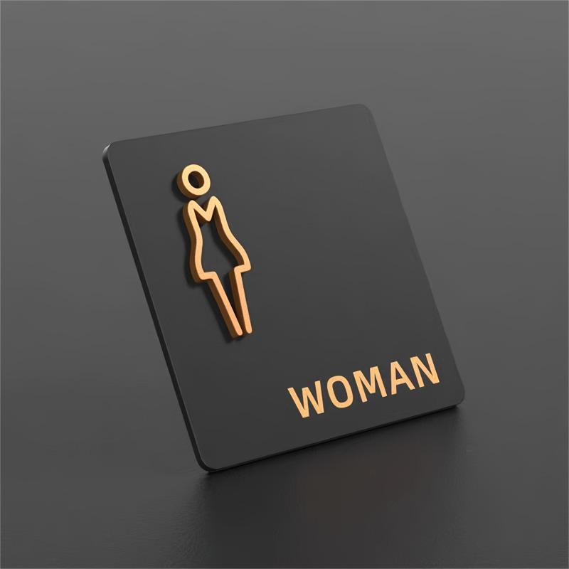 1pc Acrylic Bathroom Sign Adhesive Backed for Door Installation Plastic Surface Mounting Men Women Restroom WC Symbol Bathroom Identification