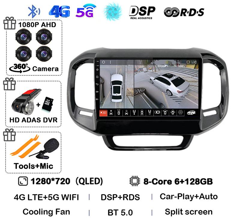 Android 14 Carplay Car Radio For FIAT Toro 2017 2018 2019 2020 2021 Auto Multimedia Video Player GPS Stereo 4G WIFI 360 Camera