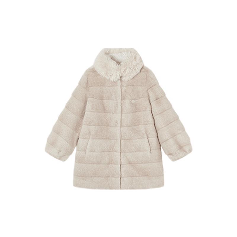 Xiangying Plüsch Winterjacke mit Kunstpelz