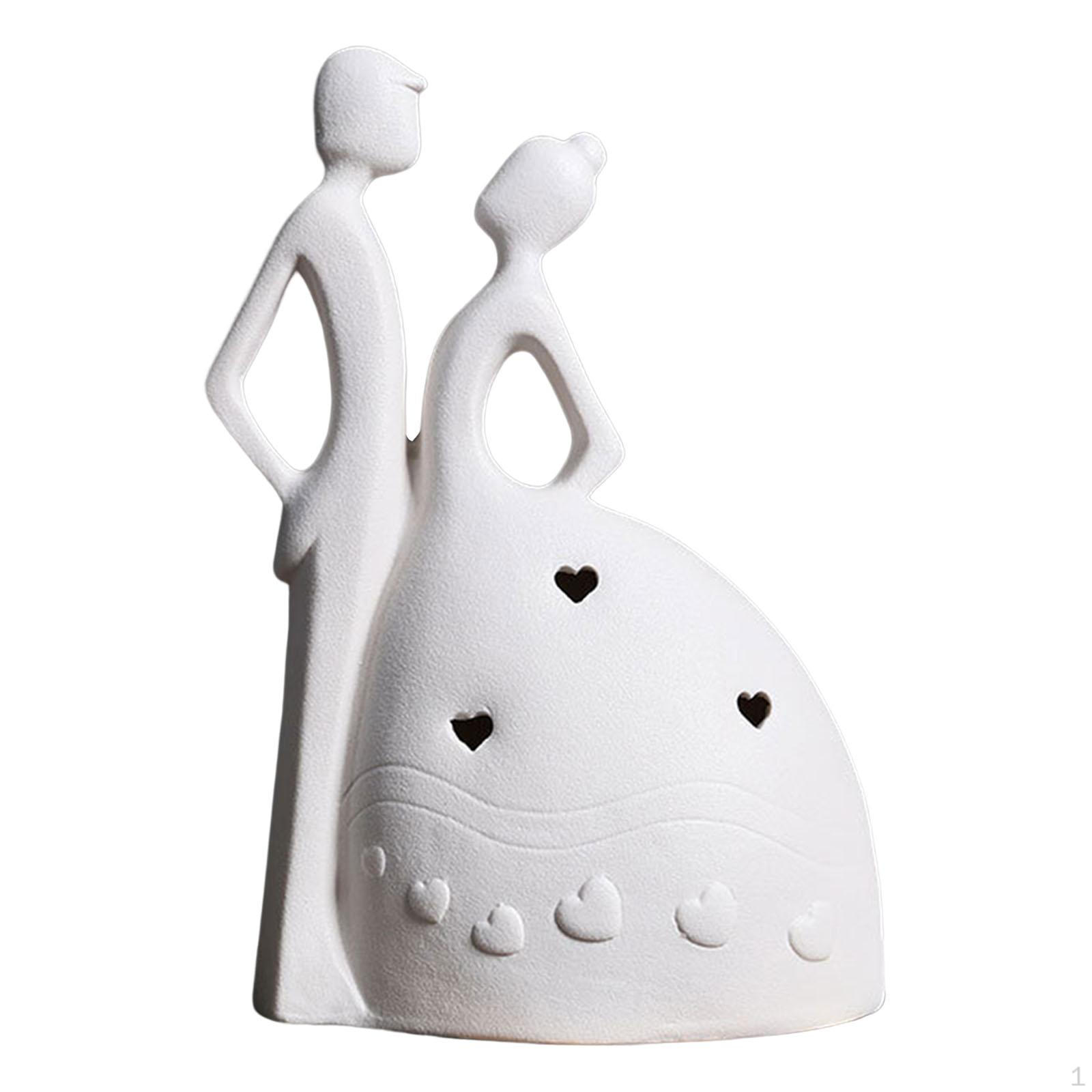 Abstract Couple Statue Modern Ornament Affectionate Creative Crafts Ceramic Couples White Wedding Dress