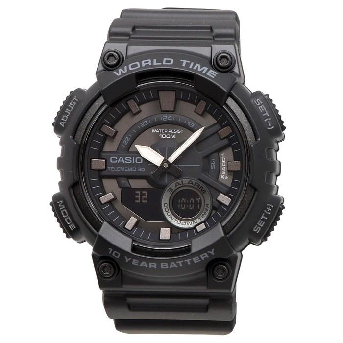 [Casio] Casio World Time Analog-Digital Quartz Watch AEQ-110W-1BV Men's Black Reverse LCD Black