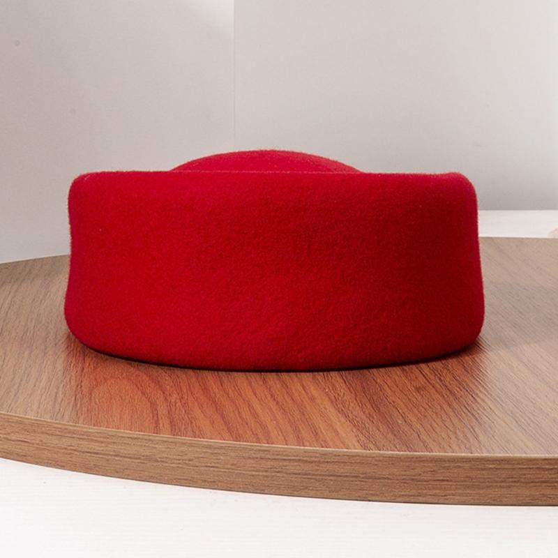 Professioneller Woll-Flugbegleiterhut Traditionelle Flugbegleiterkappe für Damen Uniformpassendes Accessoire Kopfbedeckung