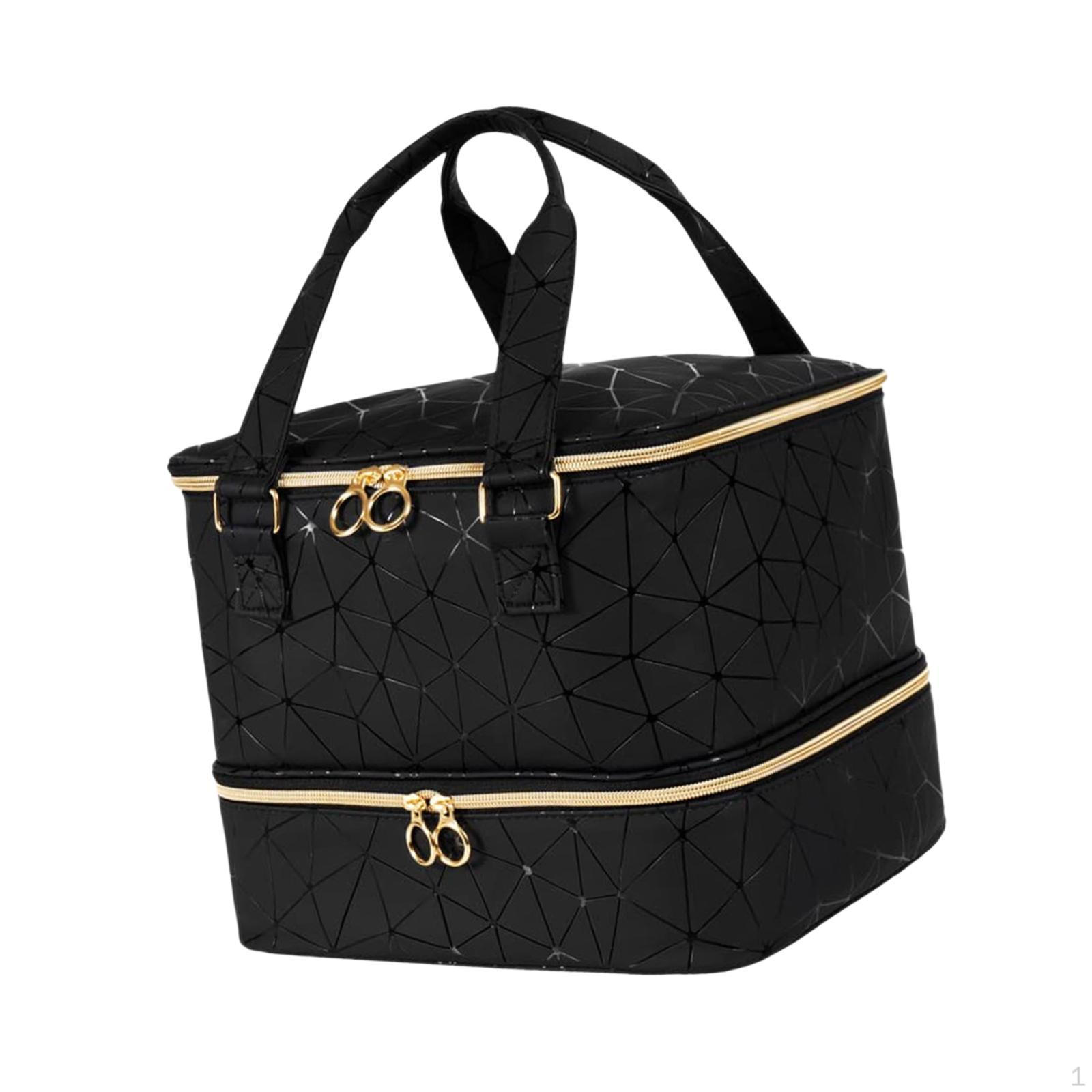 

Двухслойный органайзер для лака для ногтей, держатель для ногтей и лампы для хранения косметики, gold Zip