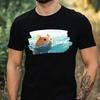 Men's T-Shirt Hamster Swimming In the Ocean Motif Cotton Size XS To 5XL