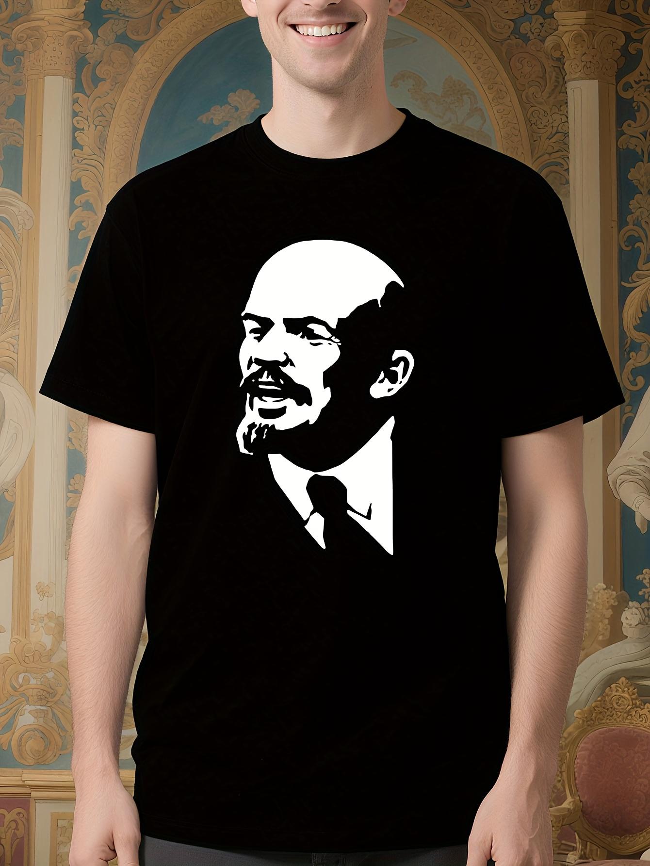 Lenin Portrait Tshirt - Black with White Vintage Communis... M