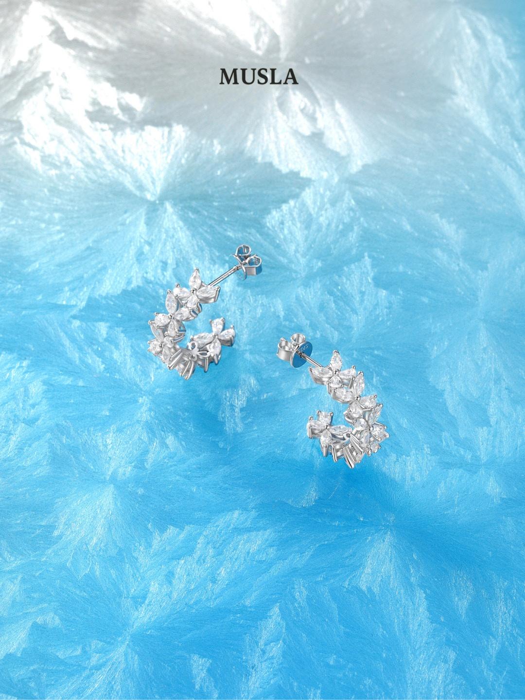 

Musla Design Ювелирные изделия для женщин Модные серьги Серьги из стерлингового серебра 925 пробы Модные серьги-пусеты с цирконом