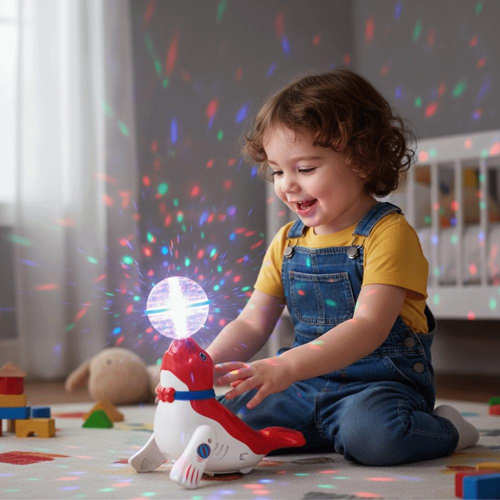 Ball Spinning Electric Sea Lion Toy Light Cute Design Rotating Toy  Educational Toy