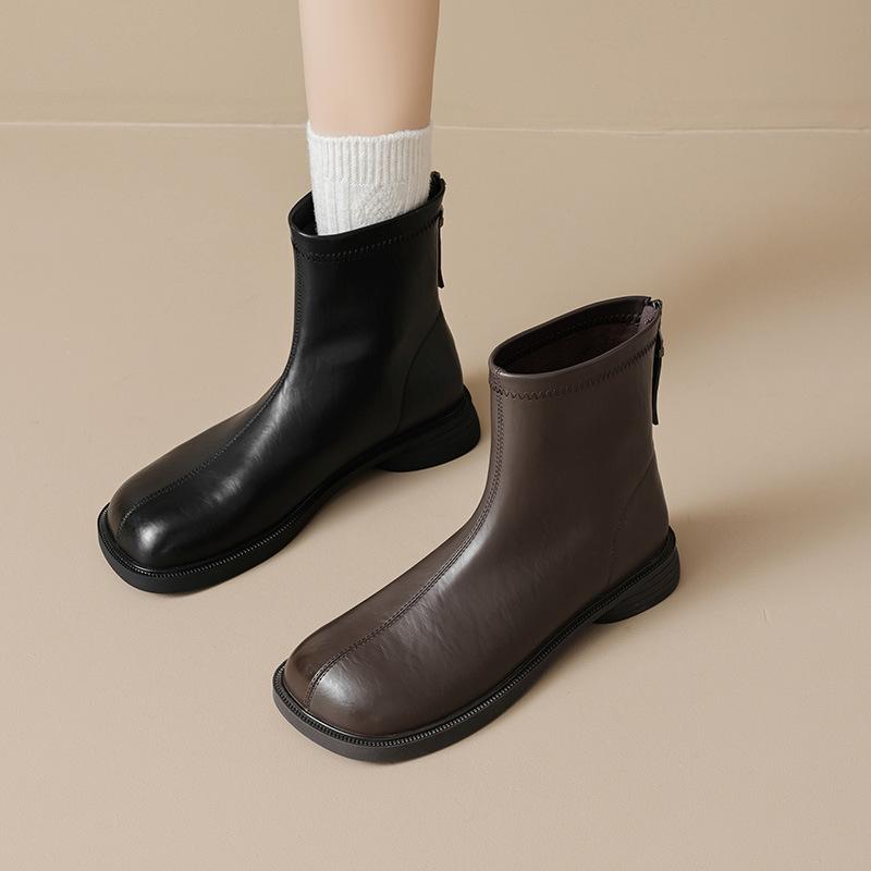 Augustine Black Short Boots Women's 2025 New Autumn Retro Thin Boots British Style Martin Boots Spring and Autumn Single Boots