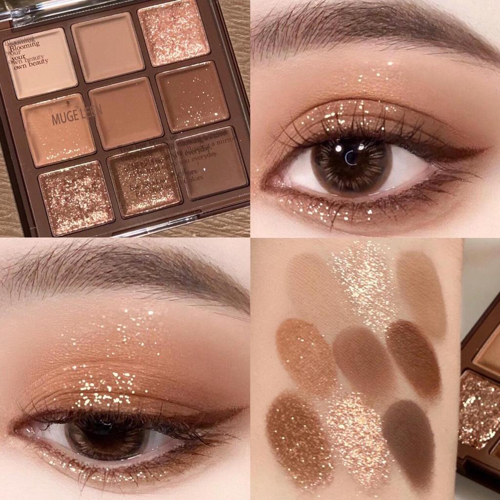 Sjokolade Ni-Ruters Øyenskyggepalett: Glitter, Perlemorsaktig, Matte Jordfarger for Pure Desire Nude Makeup - Studentvennlig Ni Farger