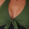 One Pieced Swimsuit for Women Breathable Swimwear Solid Color Contrasting Bathing Suit Beachwear Backless Design