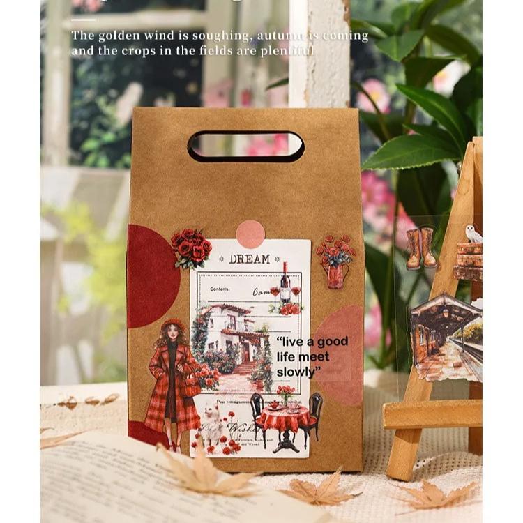 100Pcs/pack Scrapbook Stickers Vintage Flowers Scrapbooking Junk Journal Crafts Embelishment Decoration Sticker