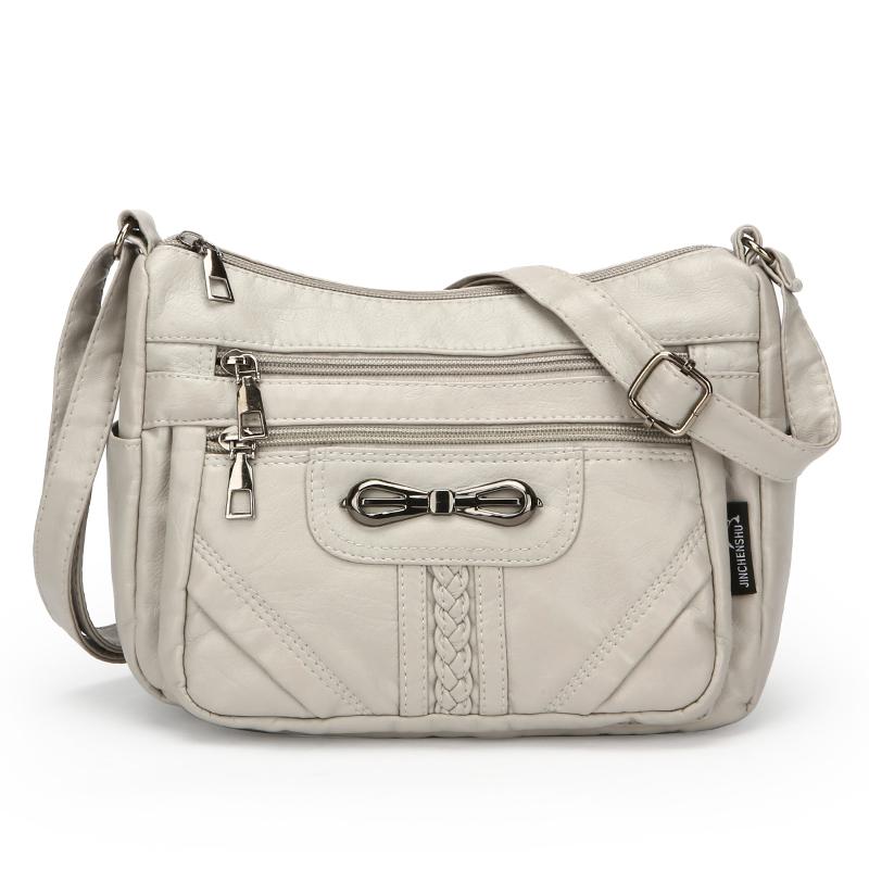 Soft Leather Crossbody Bag Women's Multi-layer Shoulder Bag Middle-aged Mother Bag