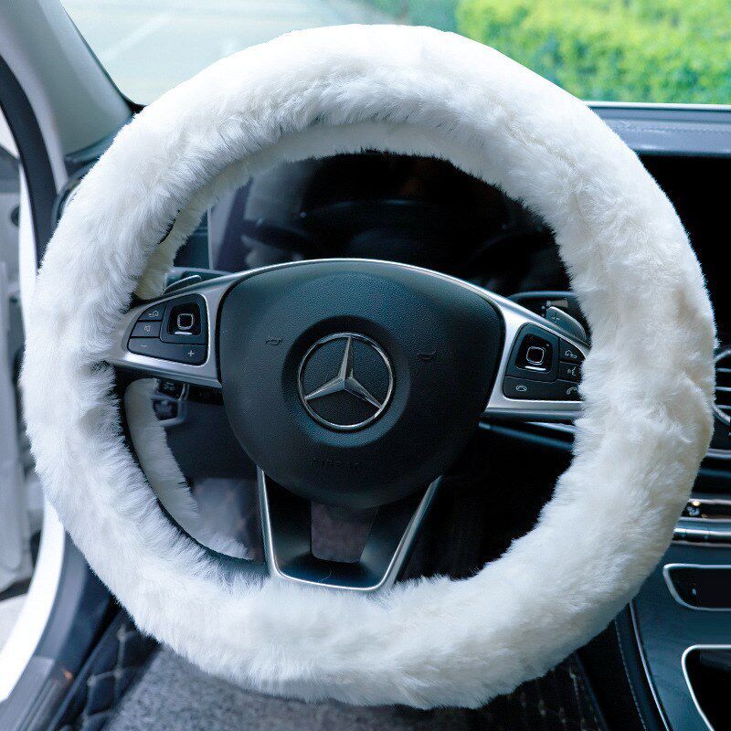 Winter Car Steering Wheel Cover Short Plush Car Handle Cover New Universal Winter Handle Cover for Women Volkswagen Warm and Cute