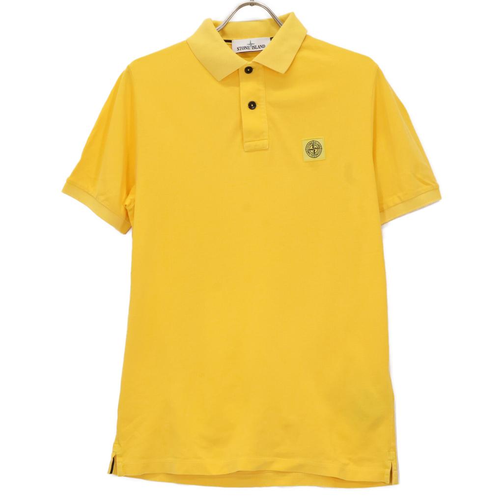 STONE ISLAND 661522S67 Yellow Square Embroidered Polo Shirt Tops M yellowUsed