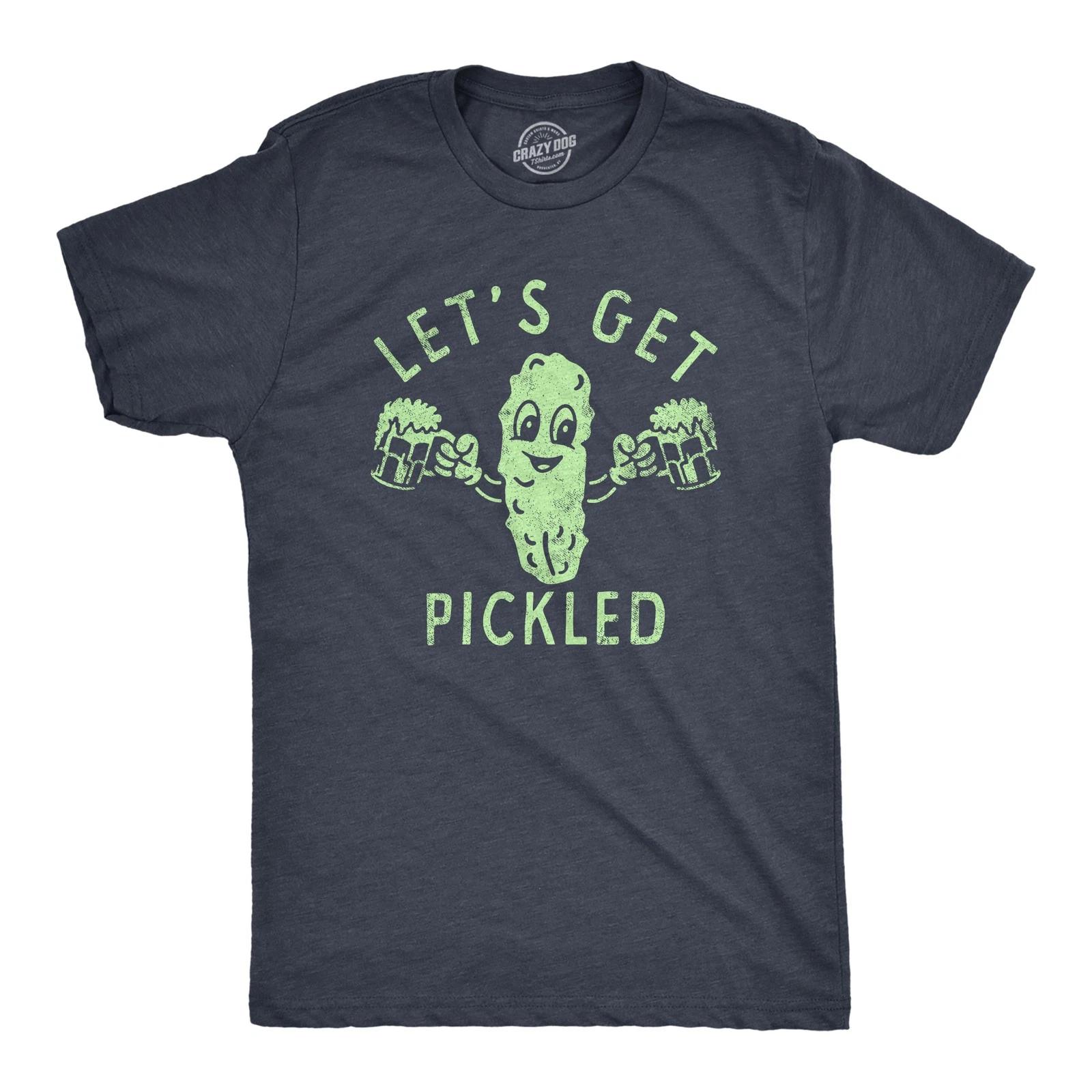 Mens Lets Get Pickled T Shirt Funny Beer Drinking Partying Pickle Lovers Tee for XXXXL