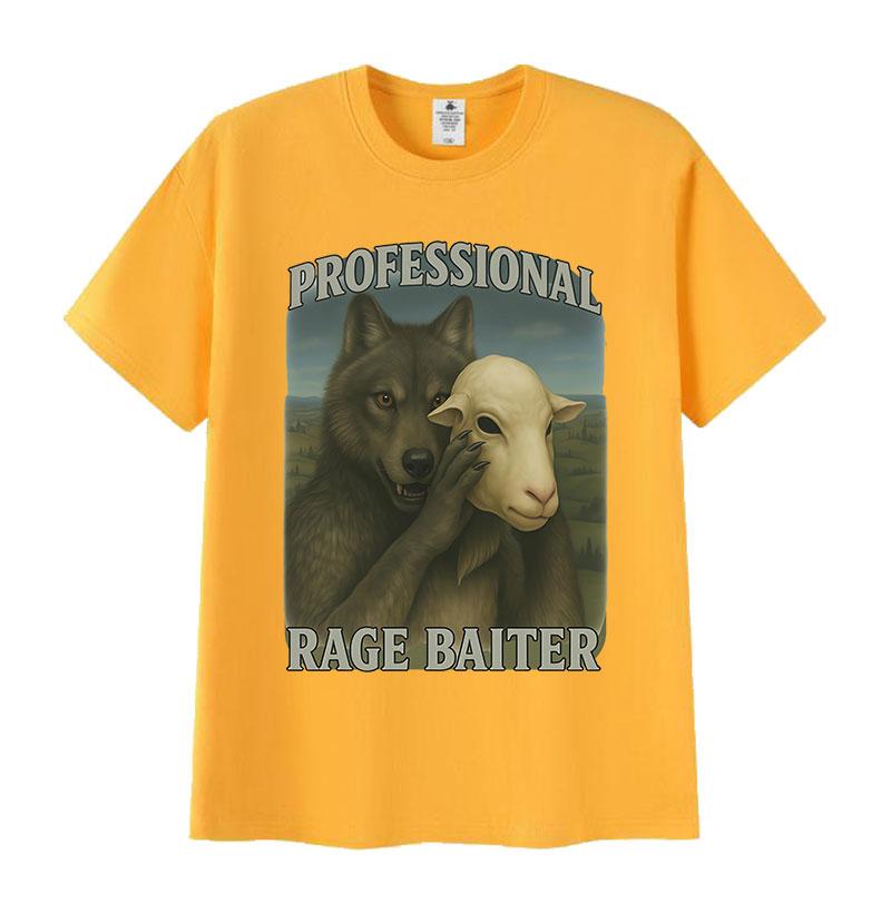 Professioneller Rage Baiter Lustige Wolf Grafik T-Shirts Unisex Damen Humor Kleidung Kurzarm T-Shirts Lässige Übergroße Baumwoll-T-Shirts