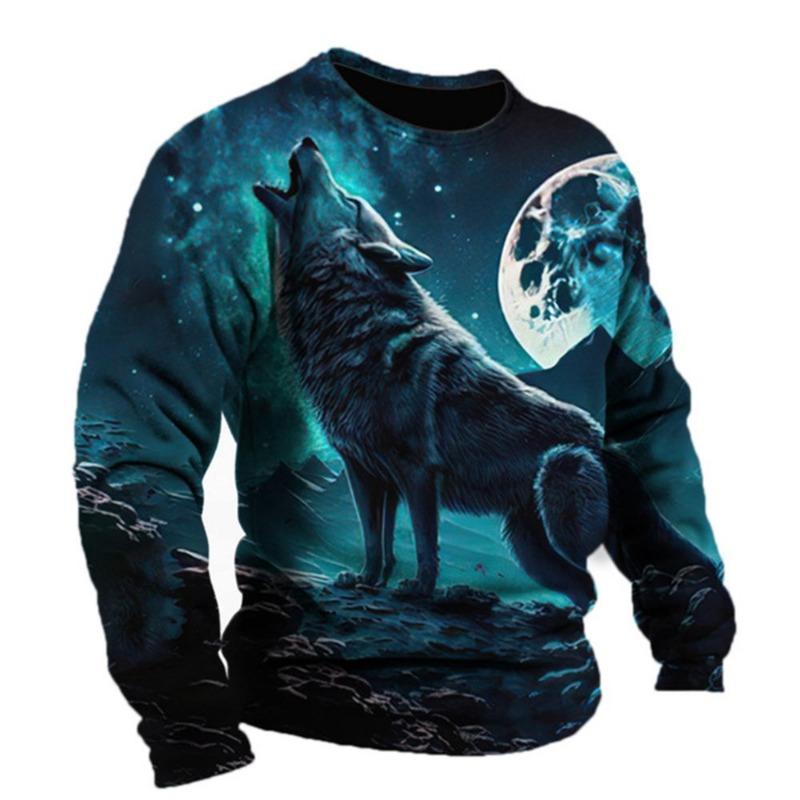 Camiseta de Manga Larga Retro para Hombre Camisa con Estampado de Animales Ropa con Patrón de Animales Ropa Urbana Top de Manga Talla Grande para Hombre XS-5XL