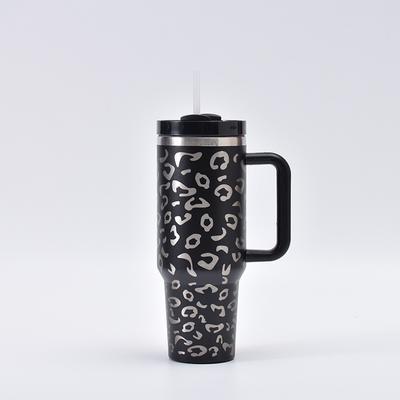 Leeseph Becher mit Henkel und Strohhalm, 100 % auslaufsicherer Reisebecher, doppelwandiger, vakuumisolierter Kaffeebecher aus Edelstahl