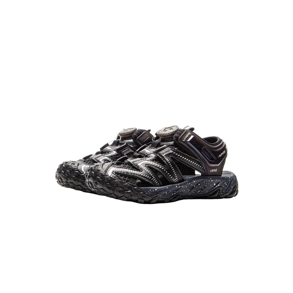 Li Ning Kids Outdoor Comfortable Fashionable Simple Versatile Shock Absorbing Low Top Sandals Kids sandals Black YKEV028-1