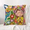 Cartoon Virgin Mary Art Cushion Cover Summer Coolness Linen Fabric Double-Sided Printing Pillow Case Sofa Home Decor Gift